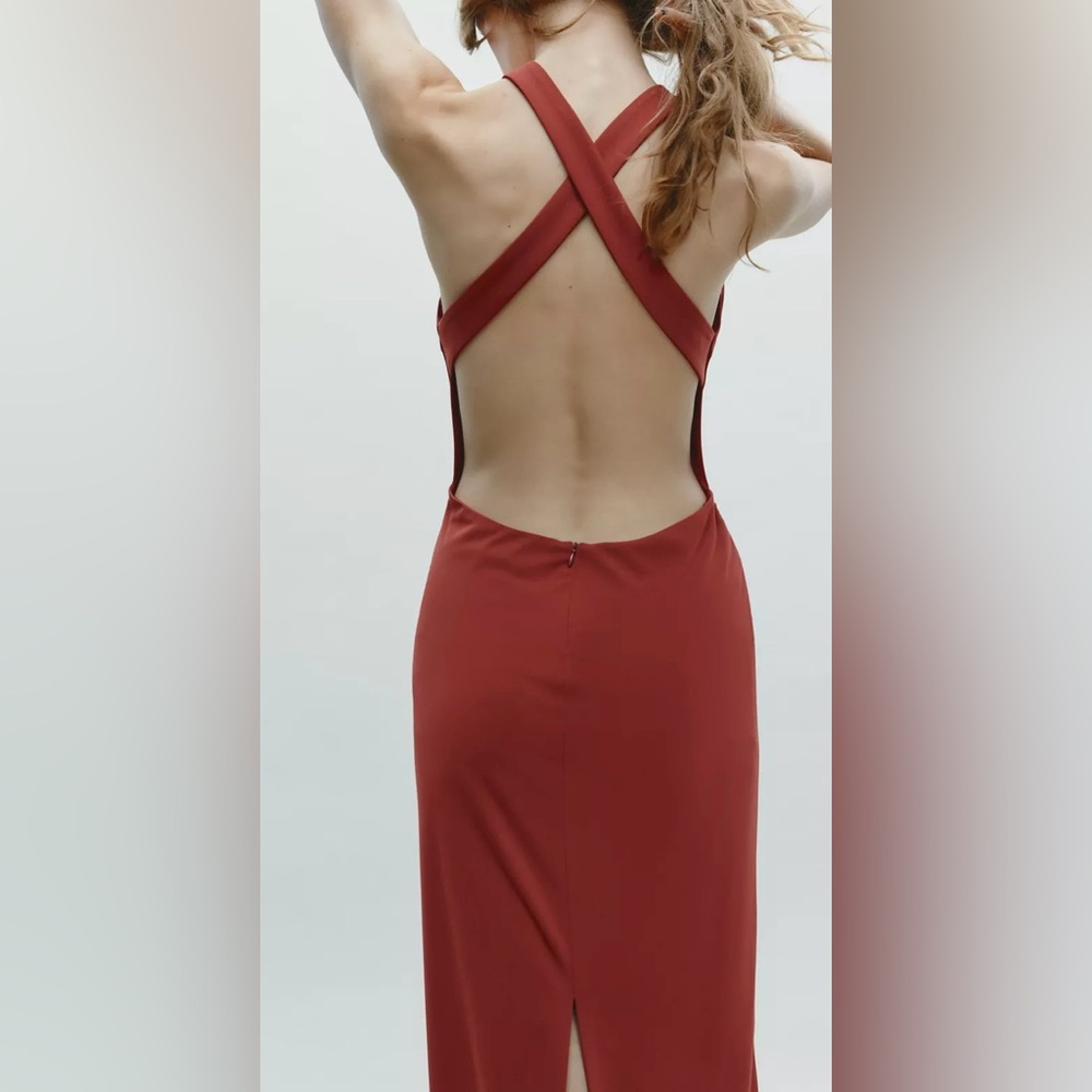 Zara Chic Red Backless Dress